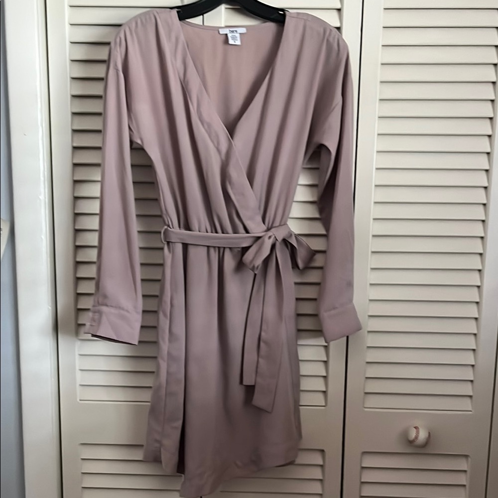 Taupe Faux-wrap Dress